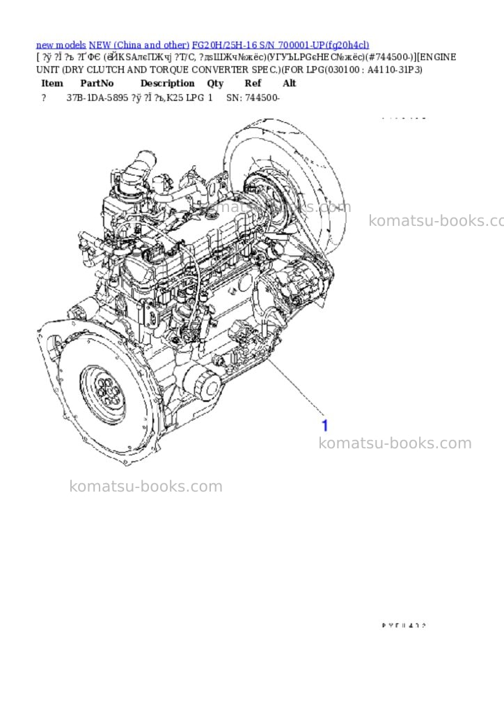 Komatsu fg20h/25h-16 s/n 700001-up Parts catalog cover Page 9
