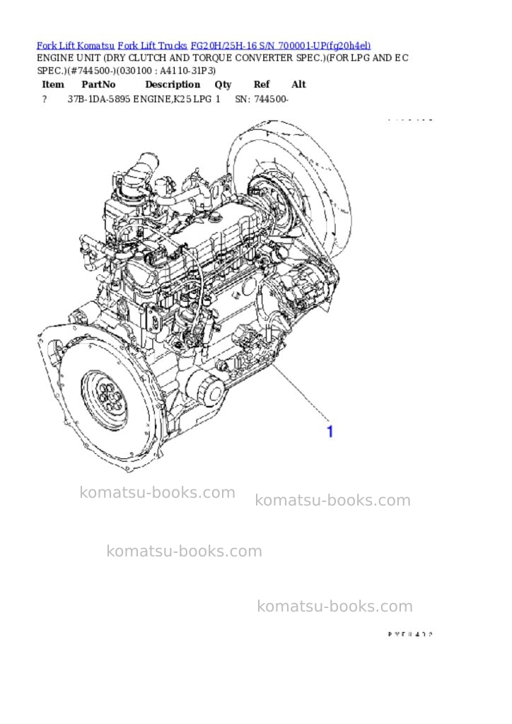 Komatsu FG20H/25H-16 S/N 700001-UP Parts catalog cover Page 9