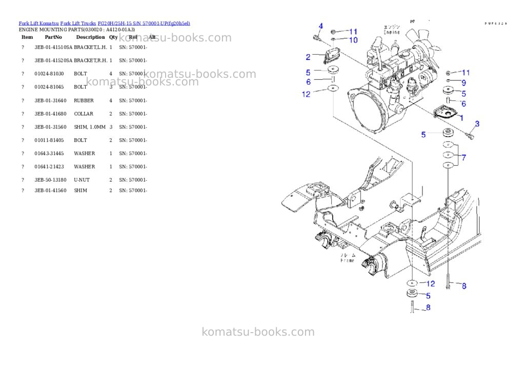Komatsu fg20h/25h-15 s/n 570001-up Parts catalog cover