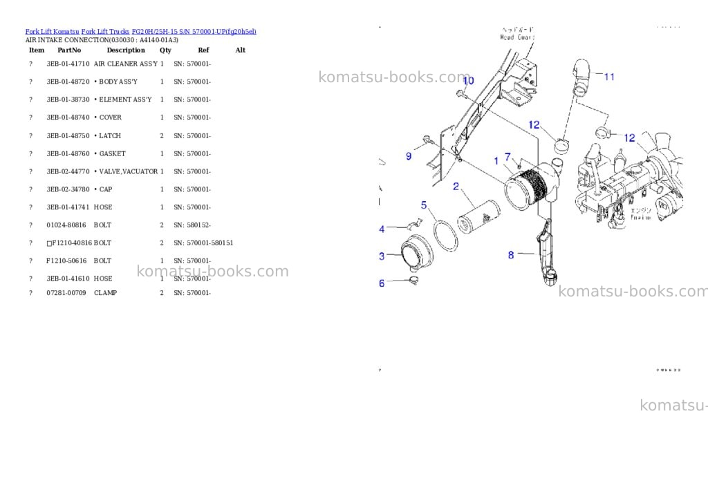 Komatsu fg20h/25h-15 s/n 570001-up Parts catalog cover Page 2