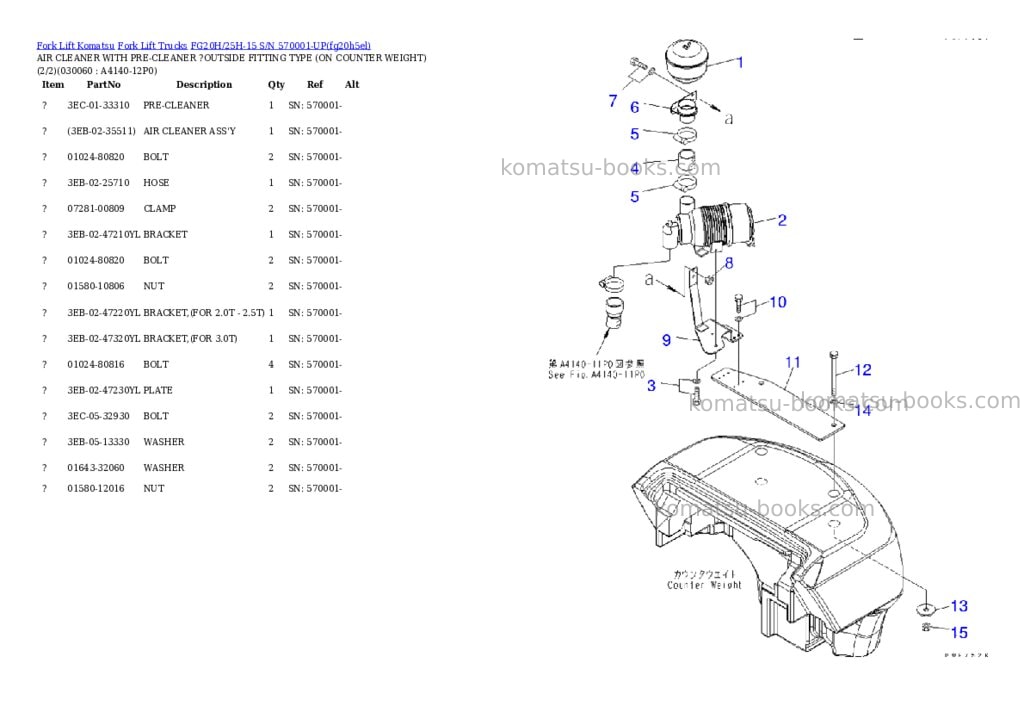 Komatsu fg20h/25h-15 s/n 570001-up Parts catalog cover Page 5