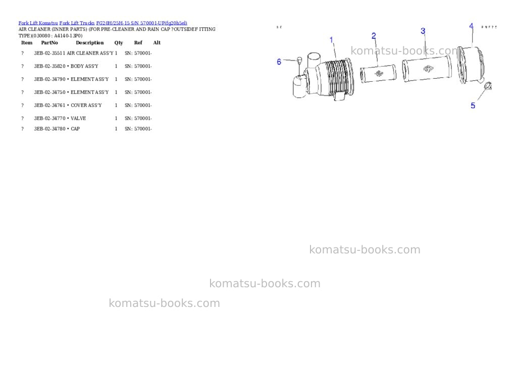Komatsu fg20h/25h-15 s/n 570001-up Parts catalog cover Page 7