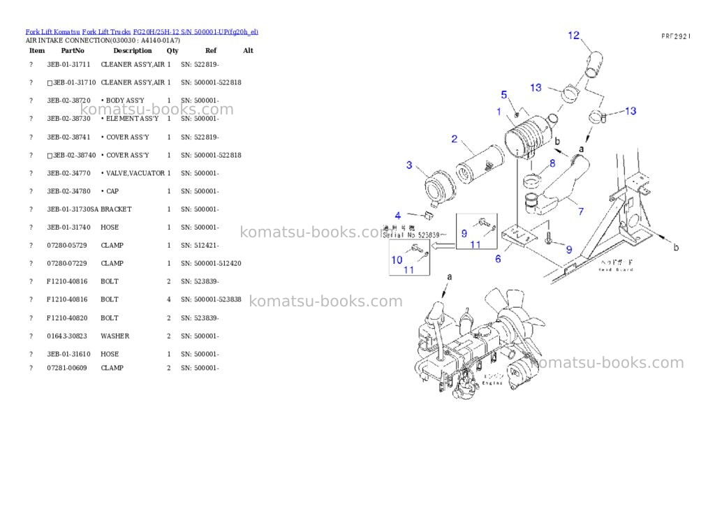 Komatsu fg20h/25h-12 s/n 500001-up Parts catalog cover Page 2