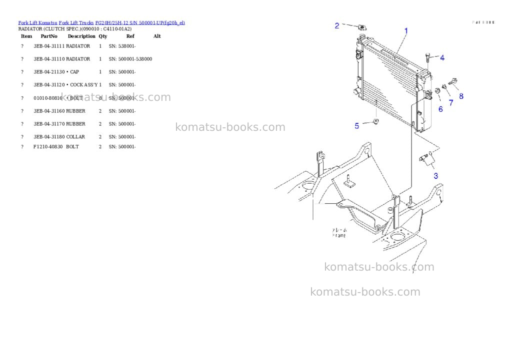 Komatsu fg20h/25h-12 s/n 500001-up Parts catalog cover Page 4