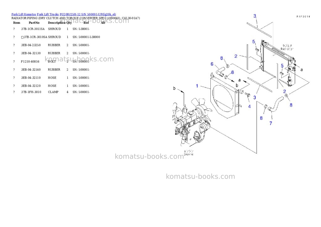 Komatsu fg20h/25h-12 s/n 500001-up Parts catalog cover Page 7