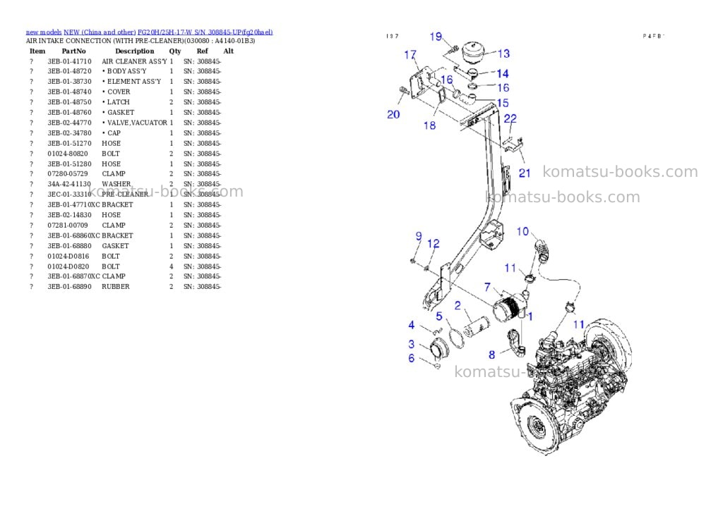 Komatsu fg20h/25h-17-w s/n 308845-up Parts catalog cover Page 7 Komatsu fg20h/25h-17-w s/n 308845-up Parts catalog cover Page 7
