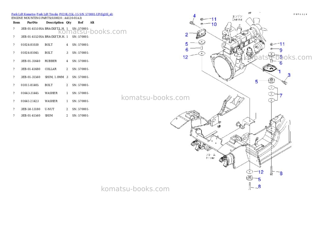 Komatsu fg20l/25l-15 s/n 570001-up Parts catalog cover