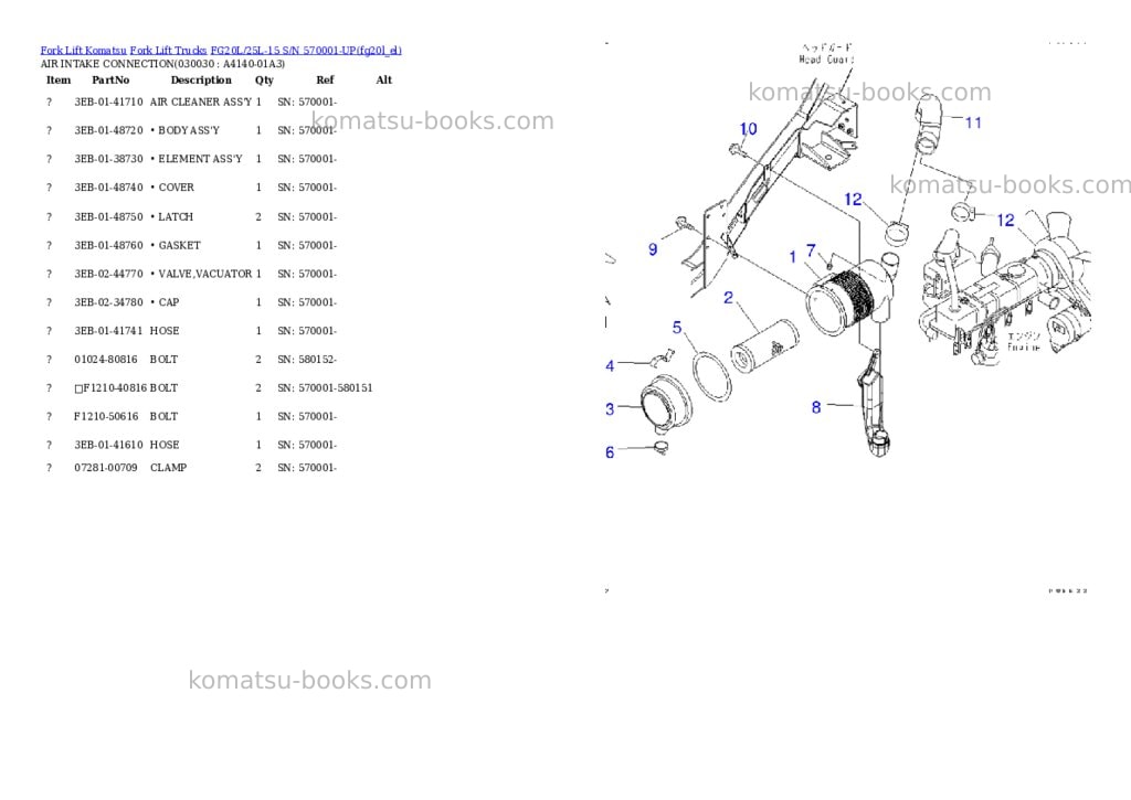 Komatsu fg20l/25l-15 s/n 570001-up Parts catalog cover Page 2