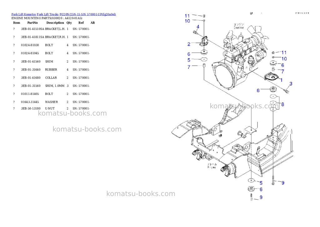 Komatsu fg20n/25n-15 s/n 570001-up Parts catalog cover