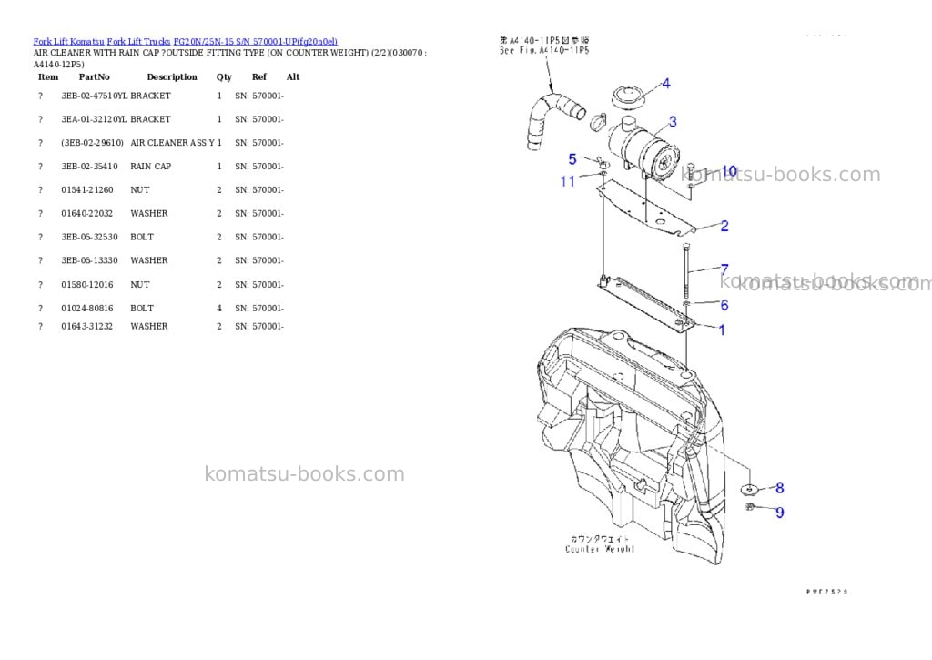 Komatsu fg20n/25n-15 s/n 570001-up Parts catalog cover Page 6