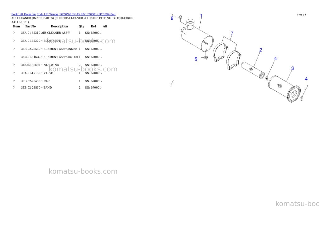 Komatsu fg20n/25n-15 s/n 570001-up Parts catalog cover Page 7