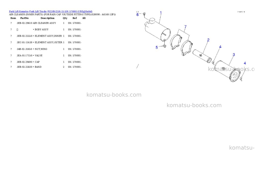 Komatsu fg20n/25n-15 s/n 570001-up Parts catalog cover Page 8