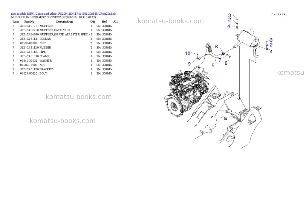 Komatsu fg20n-25n-17-w s/n 308845-up Parts catalog cover Page 10