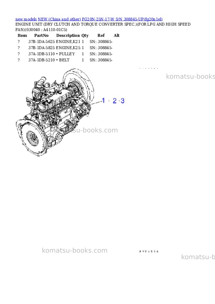 Komatsu fg20n-25n-17-w s/n 308845-up Parts catalog cover Page 3