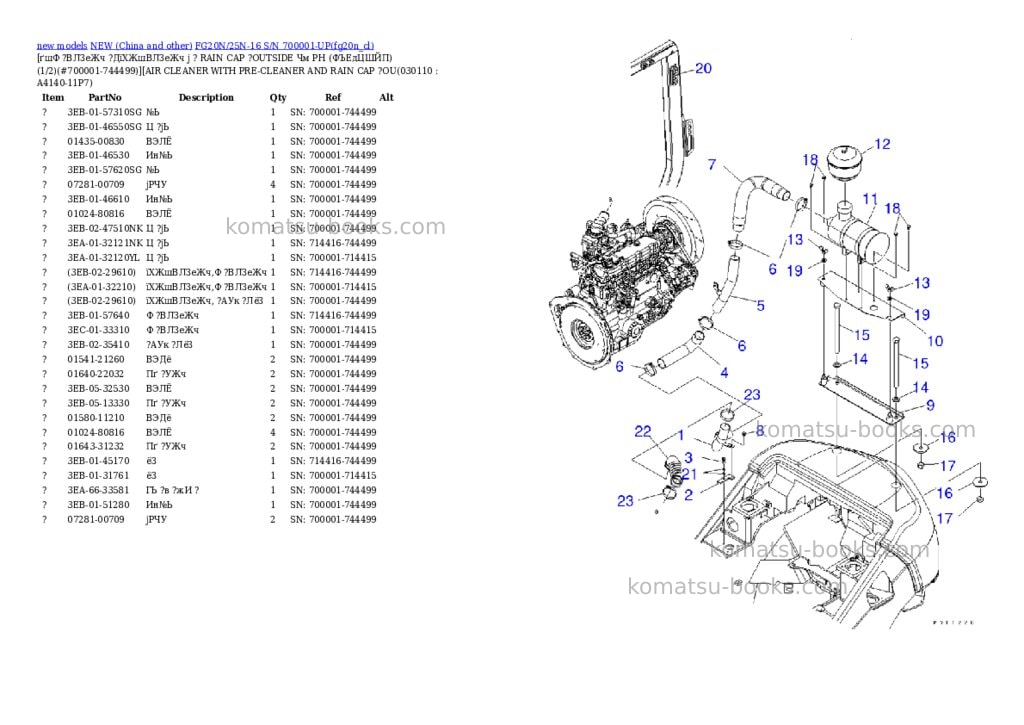 Komatsu fg20n/25n-16 s/n 700001-up Parts catalog cover Page 10