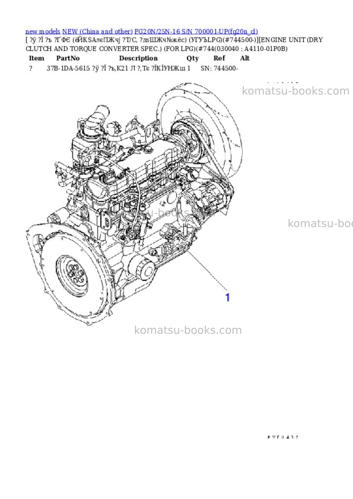 Komatsu fg20n/25n-16 s/n 700001-up Parts catalog cover Page 3