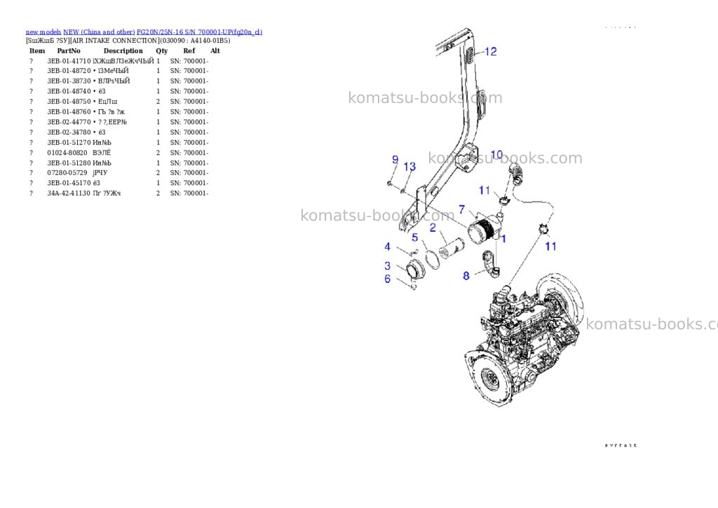 Komatsu fg20n/25n-16 s/n 700001-up Parts catalog cover Page 8