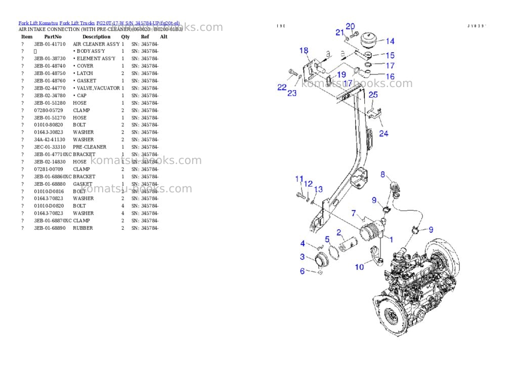 Komatsu FG20T-17-W S/N 345784-UP Parts catalog cover Page 5 Komatsu FG20T-17-W S/N 345784-UP Parts catalog cover Page 5