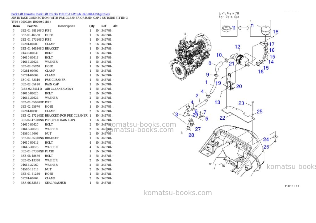 Komatsu FG20T-17-W S/N 345784-UP Parts catalog cover Page 6 Komatsu FG20T-17-W S/N 345784-UP Parts catalog cover Page 6