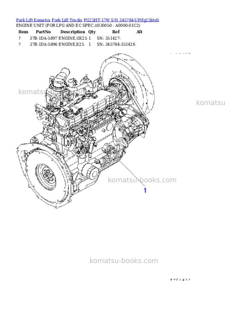Komatsu FG25HT-17W S/N 345784-UP Parts catalog cover Page 4 Komatsu FG25HT-17W S/N 345784-UP Parts catalog cover Page 4