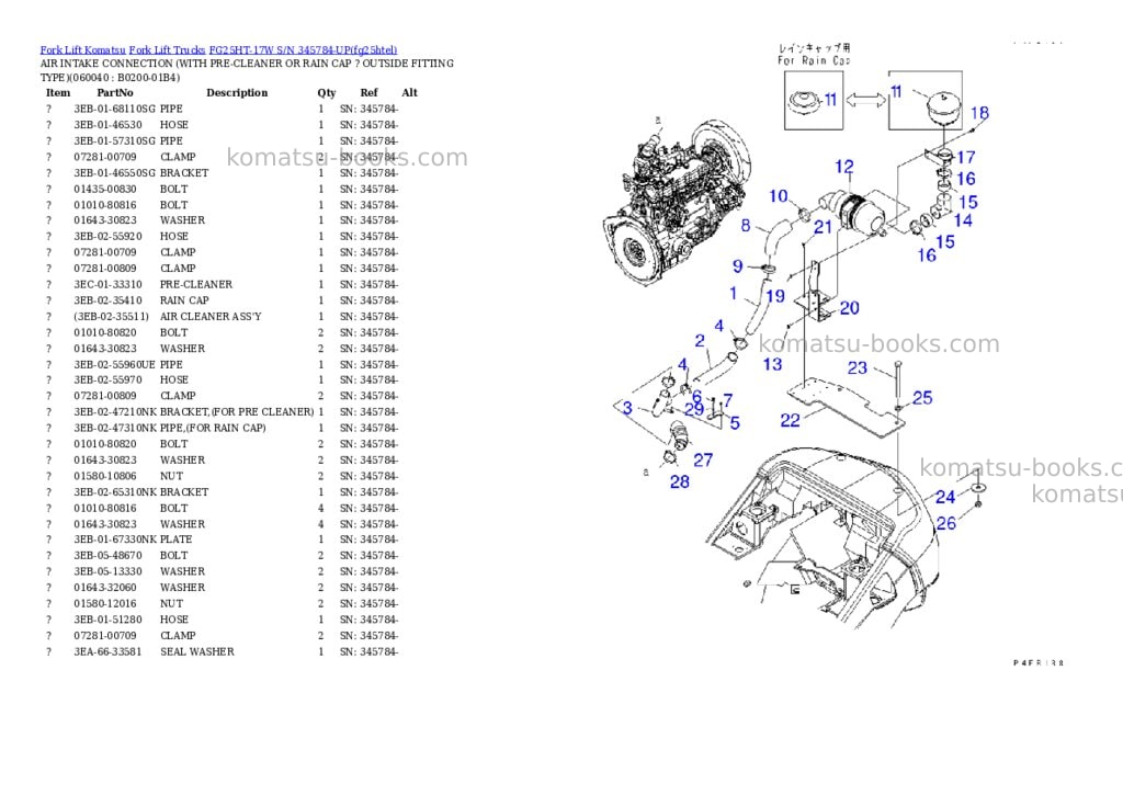 Komatsu FG25HT-17W S/N 345784-UP Parts catalog cover Page 8 Komatsu FG25HT-17W S/N 345784-UP Parts catalog cover Page 8