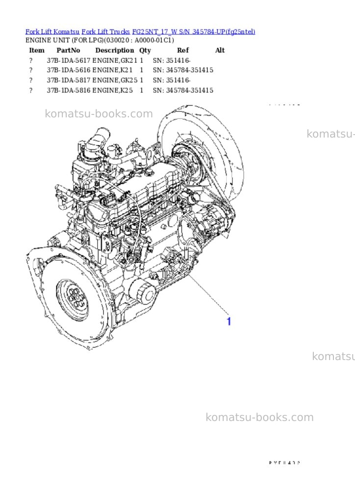 Komatsu FG25NT_17_W S/N 345784-UP Parts catalog cover Komatsu FG25NT_17_W S/N 345784-UP Parts catalog cover