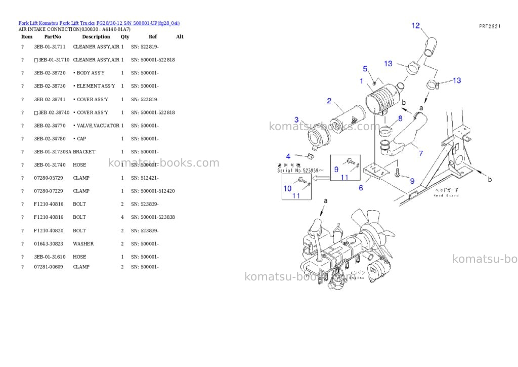 Komatsu fg28-11 s/n 250001-up Parts catalog cover Page 2