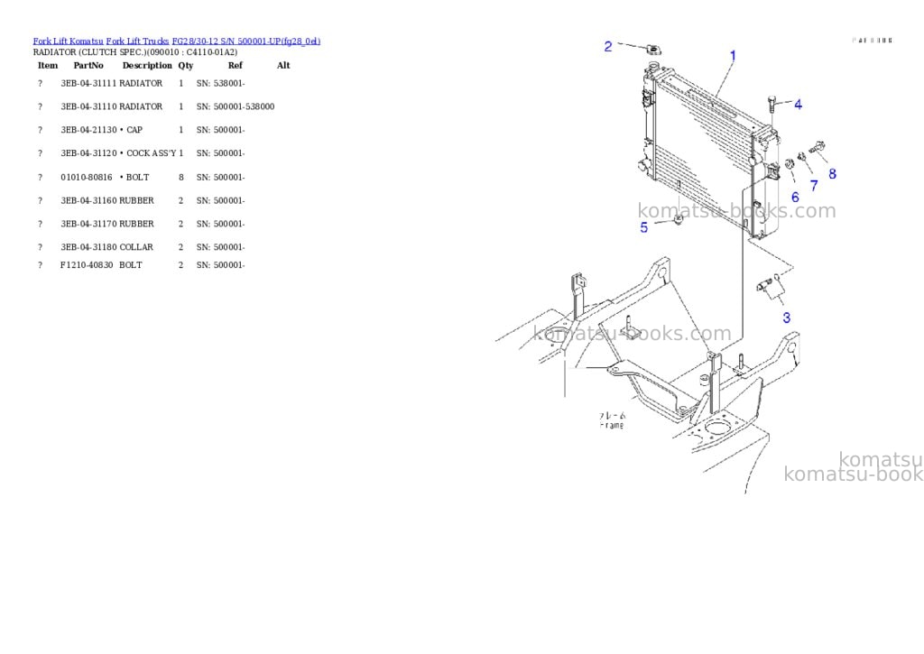 Komatsu fg28-11 s/n 250001-up Parts catalog cover Page 4