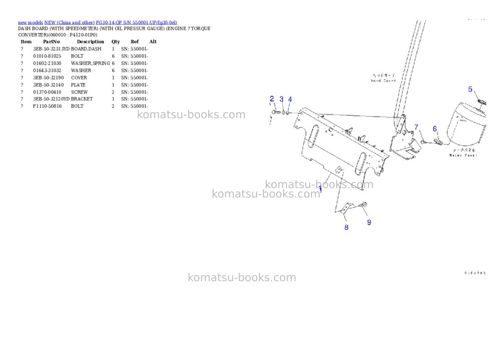 Komatsu fg30-14-op s/n 550001-up Parts catalog cover Page 3 Komatsu fg30-14-op s/n 550001-up Parts catalog cover Page 3
