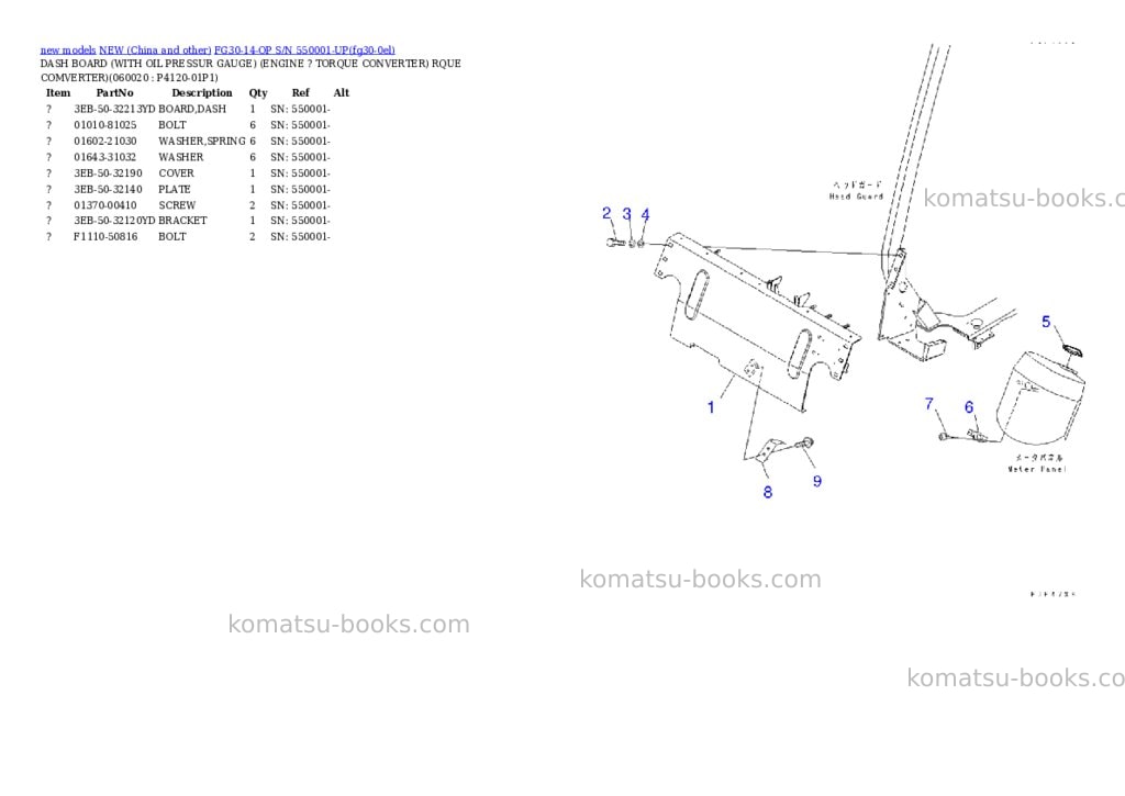 Komatsu fg30-14-op s/n 550001-up Parts catalog cover Page 4 Komatsu fg30-14-op s/n 550001-up Parts catalog cover Page 4