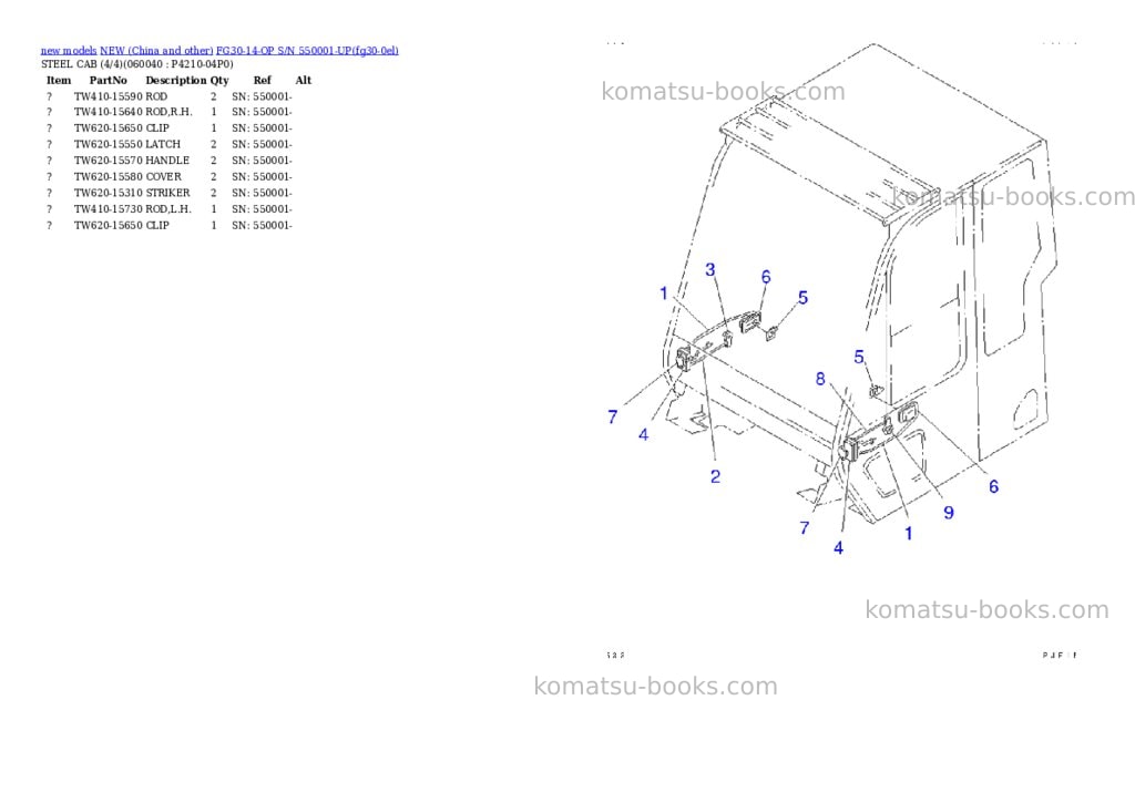 Komatsu fg30-14-op s/n 550001-up Parts catalog cover Page 6 Komatsu fg30-14-op s/n 550001-up Parts catalog cover Page 6