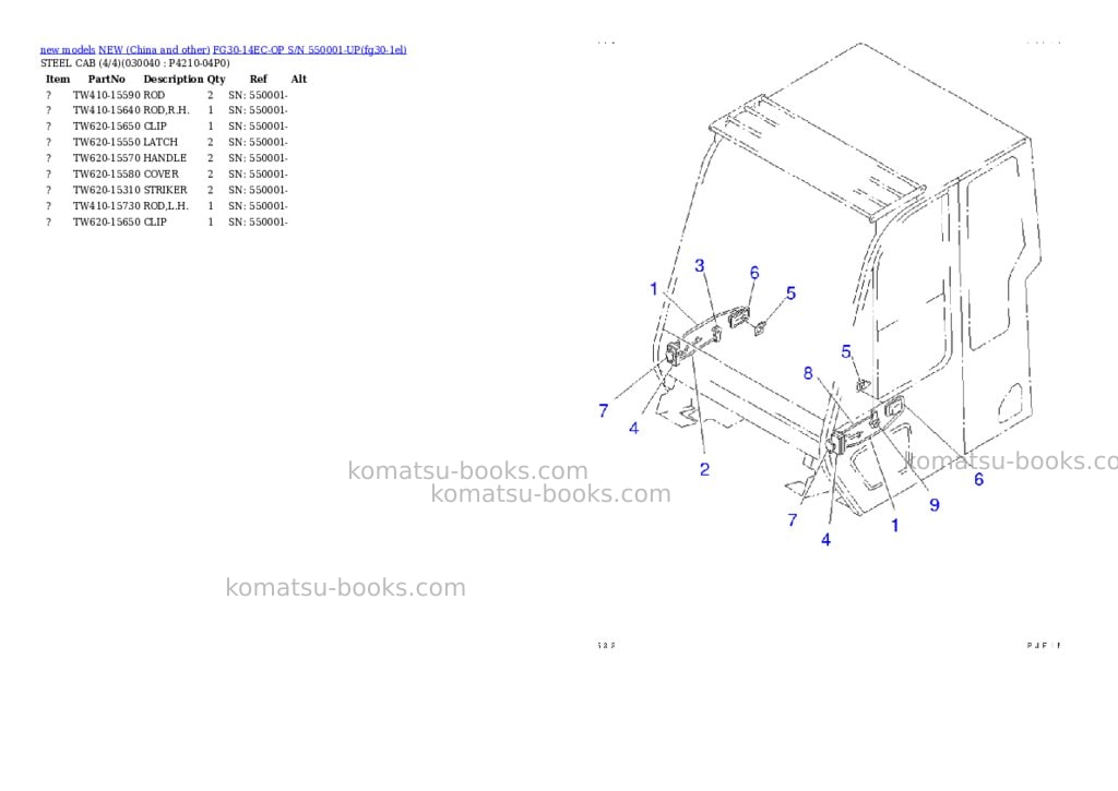 Komatsu fg30-14ec-op s/n 550001-up Parts catalog cover Page 3