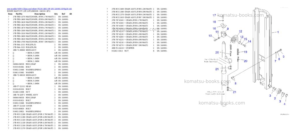 Komatsu fg30-14ec-op s/n 550001-up Parts catalog cover Page 6