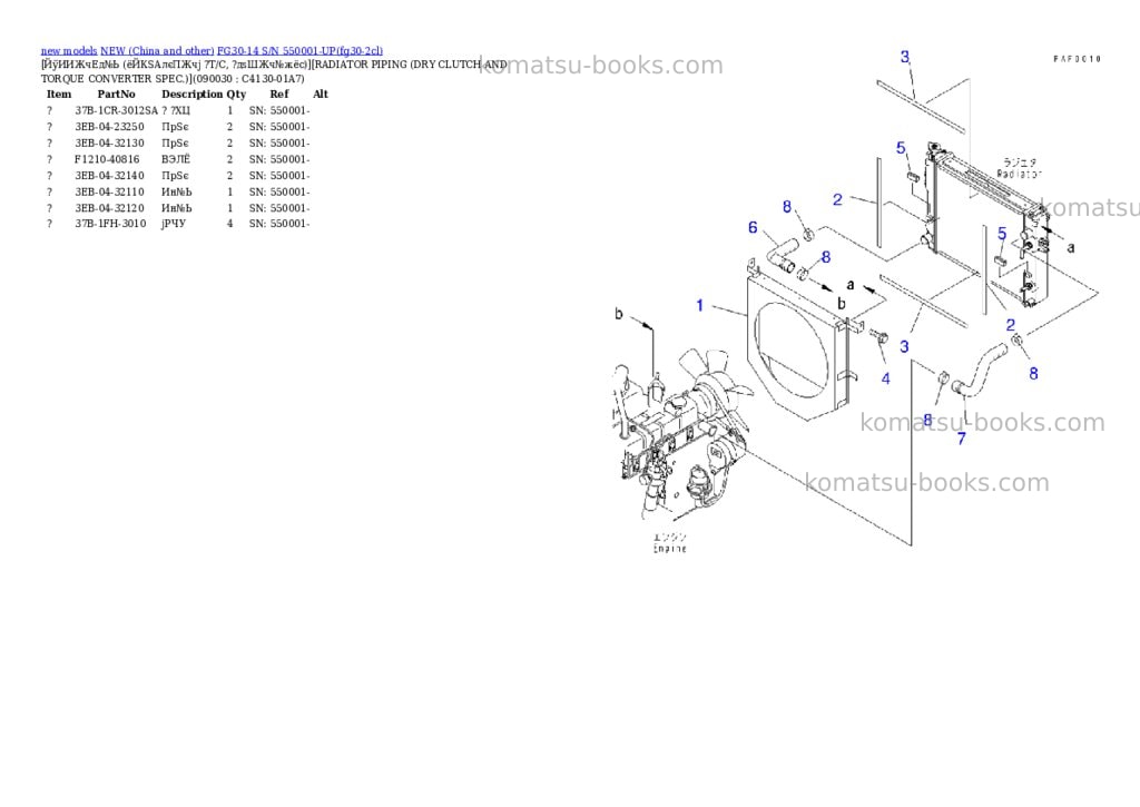 Komatsu fg30-14 s/n 550001-up Parts catalog cover Page 10 Komatsu fg30-14 s/n 550001-up Parts catalog cover Page 10