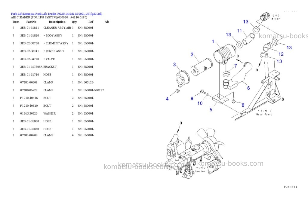 Komatsu FG30-14 S/N 550001-UP Parts catalog cover