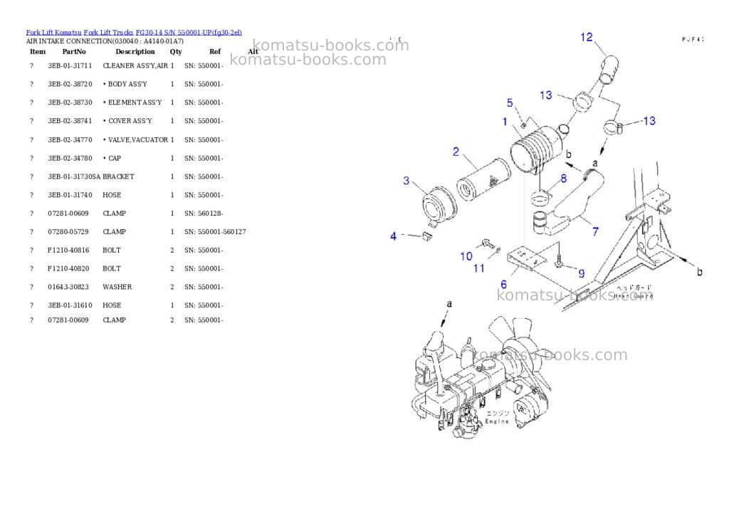 Komatsu FG30-14 S/N 550001-UP Parts catalog cover Page 3