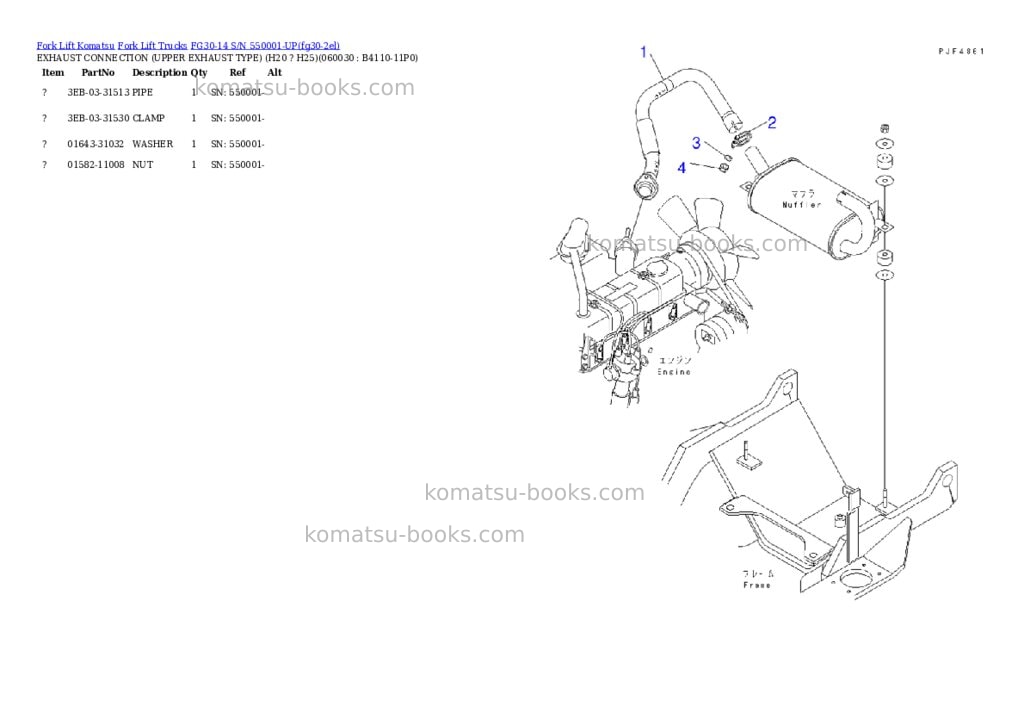 Komatsu FG30-14 S/N 550001-UP Parts catalog cover Page 6