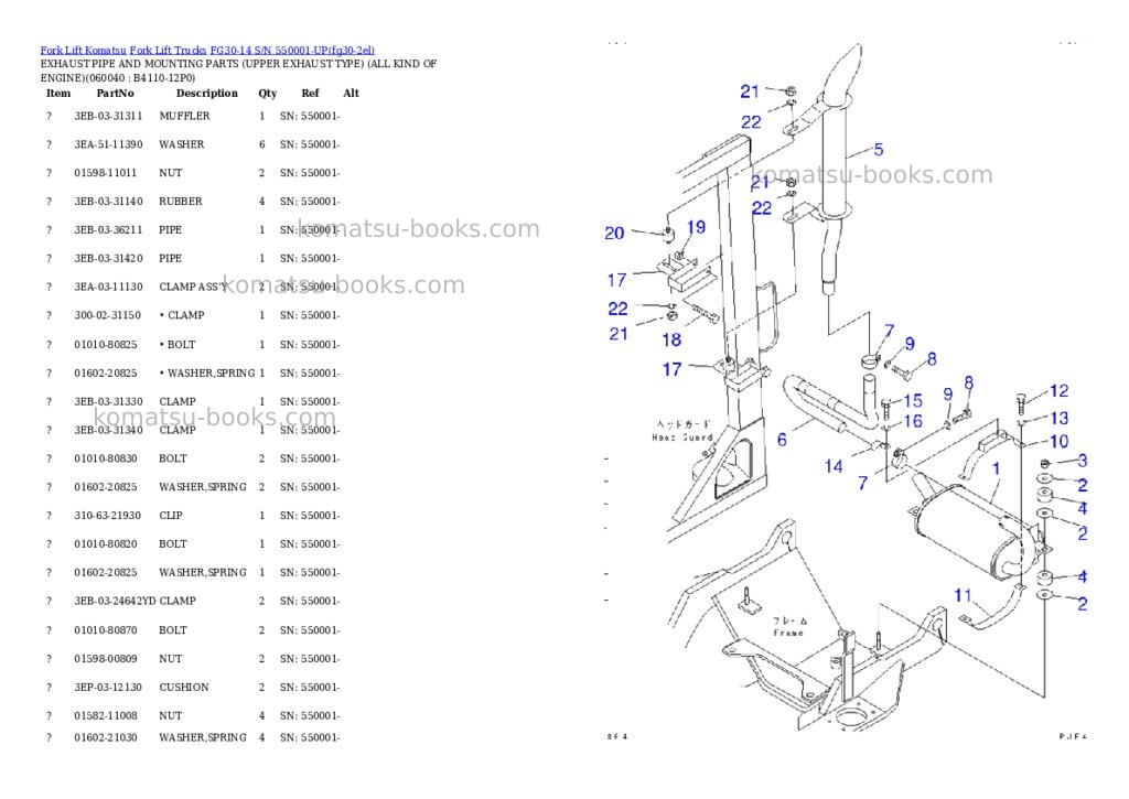 Komatsu FG30-14 S/N 550001-UP Parts catalog cover Page 7