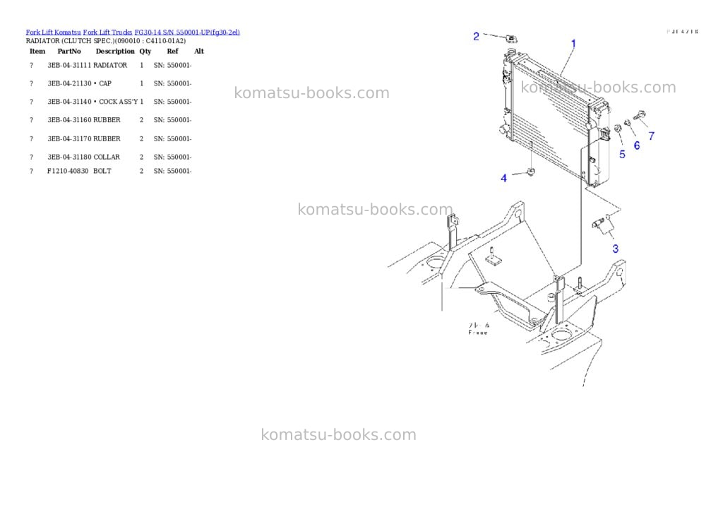 Komatsu FG30-14 S/N 550001-UP Parts catalog cover Page 8
