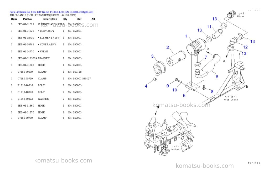 Komatsu FG30-14-EC S/N 550001-UP Parts catalog cover Komatsu FG30-14-EC S/N 550001-UP Parts catalog cover