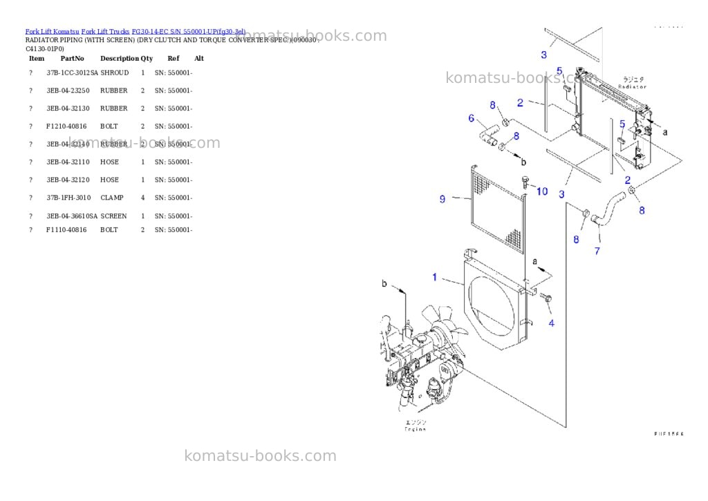 Komatsu FG30-14-EC S/N 550001-UP Parts catalog cover Page 10 Komatsu FG30-14-EC S/N 550001-UP Parts catalog cover Page 10