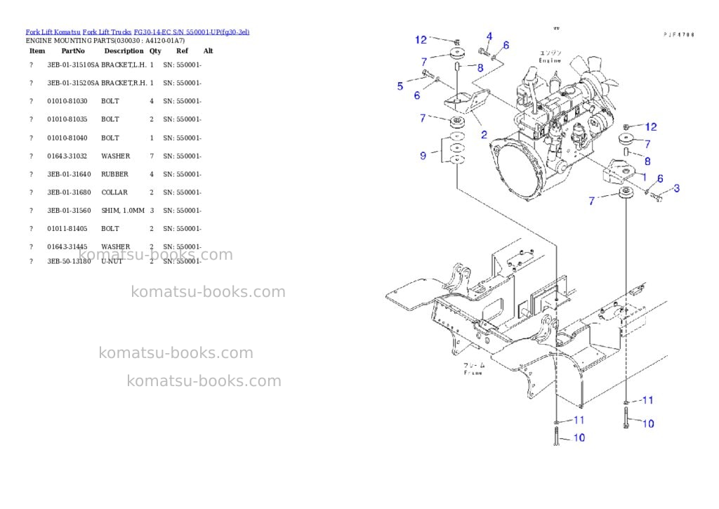 Komatsu FG30-14-EC S/N 550001-UP Parts catalog cover Page 2 Komatsu FG30-14-EC S/N 550001-UP Parts catalog cover Page 2