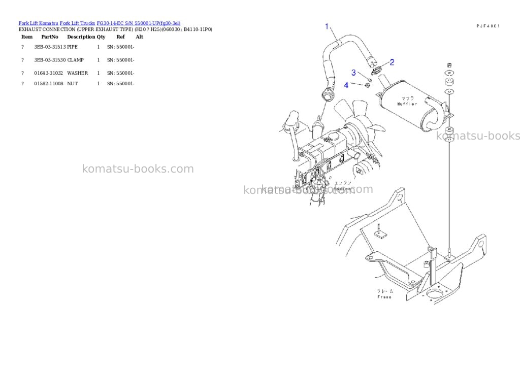Komatsu FG30-14-EC S/N 550001-UP Parts catalog cover Page 6 Komatsu FG30-14-EC S/N 550001-UP Parts catalog cover Page 6