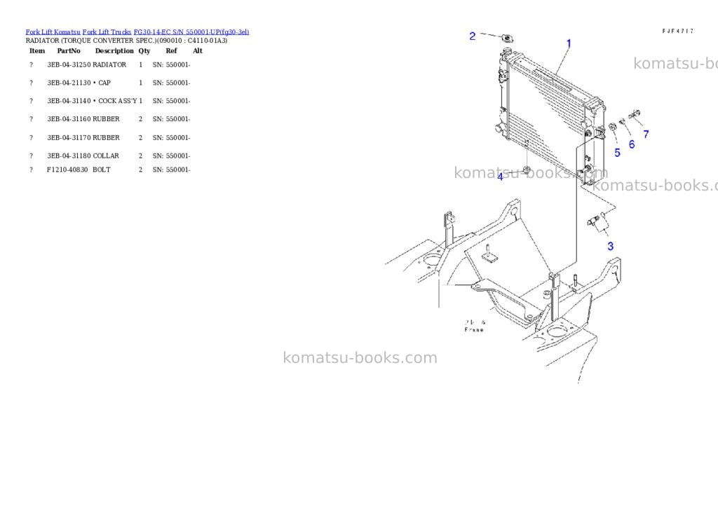 Komatsu FG30-14-EC S/N 550001-UP Parts catalog cover Page 8 Komatsu FG30-14-EC S/N 550001-UP Parts catalog cover Page 8