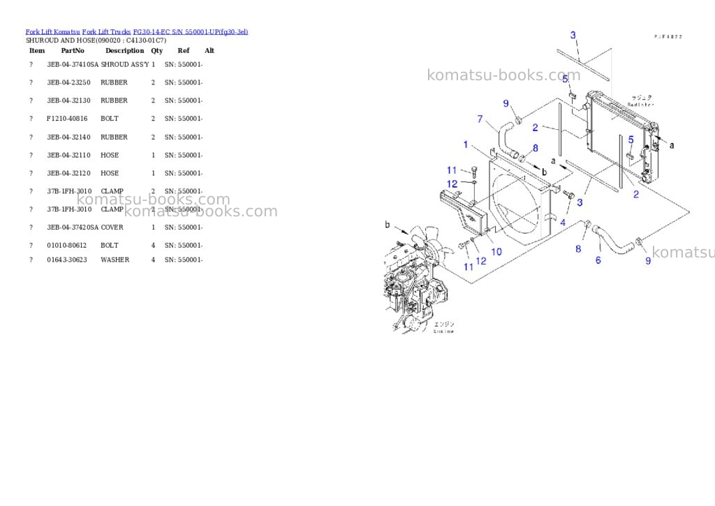 Komatsu FG30-14-EC S/N 550001-UP Parts catalog cover Page 9 Komatsu FG30-14-EC S/N 550001-UP Parts catalog cover Page 9