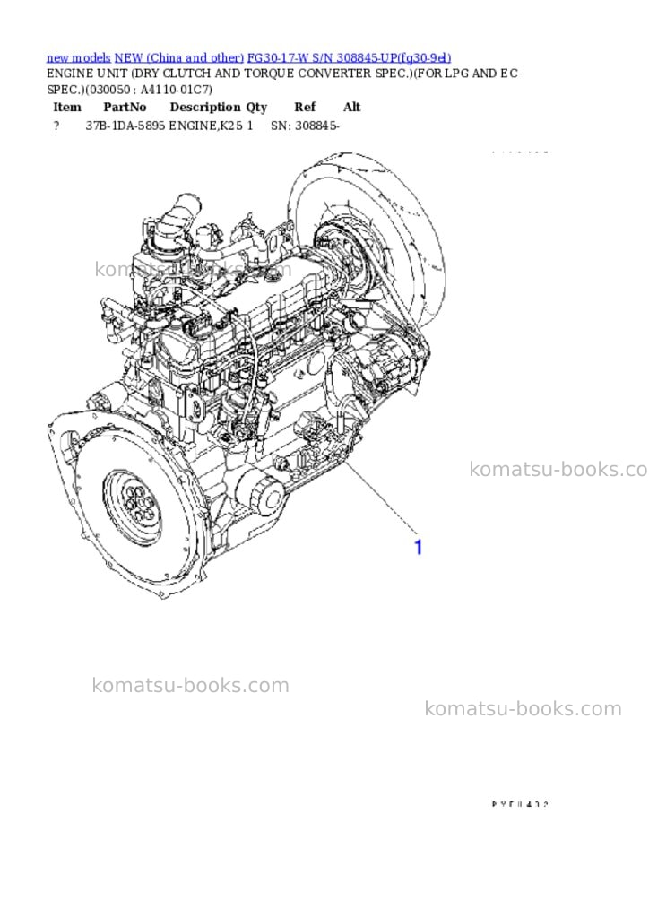 Komatsu fg30-17-w s/n 308845-up Parts catalog cover Page 4 Komatsu fg30-17-w s/n 308845-up Parts catalog cover Page 4