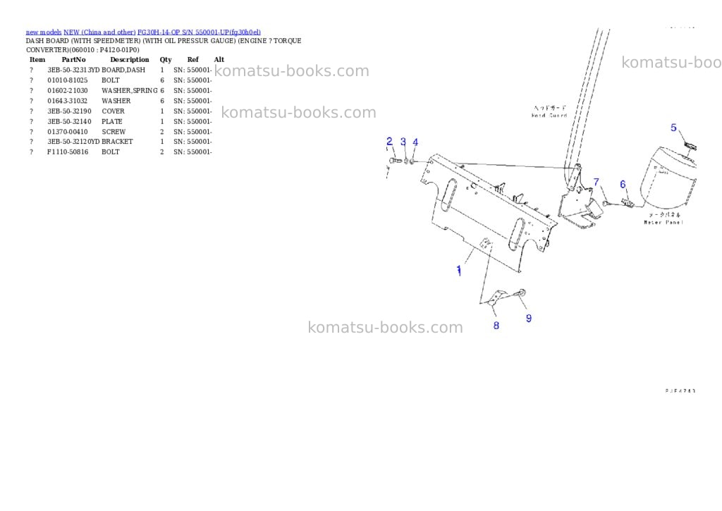 Komatsu fg30h-14-op s/n 550001-up Parts catalog cover Page 3 Komatsu fg30h-14-op s/n 550001-up Parts catalog cover Page 3