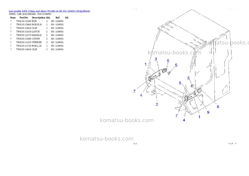 Komatsu fg30h-14-op s/n 550001-up Parts catalog cover Page 6 Komatsu fg30h-14-op s/n 550001-up Parts catalog cover Page 6