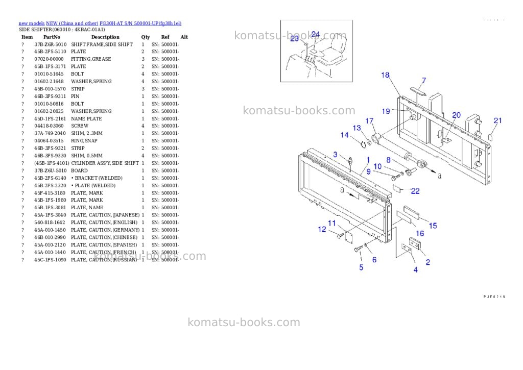 Komatsu fg30h-at s/n 500001-up Parts catalog cover Page 3