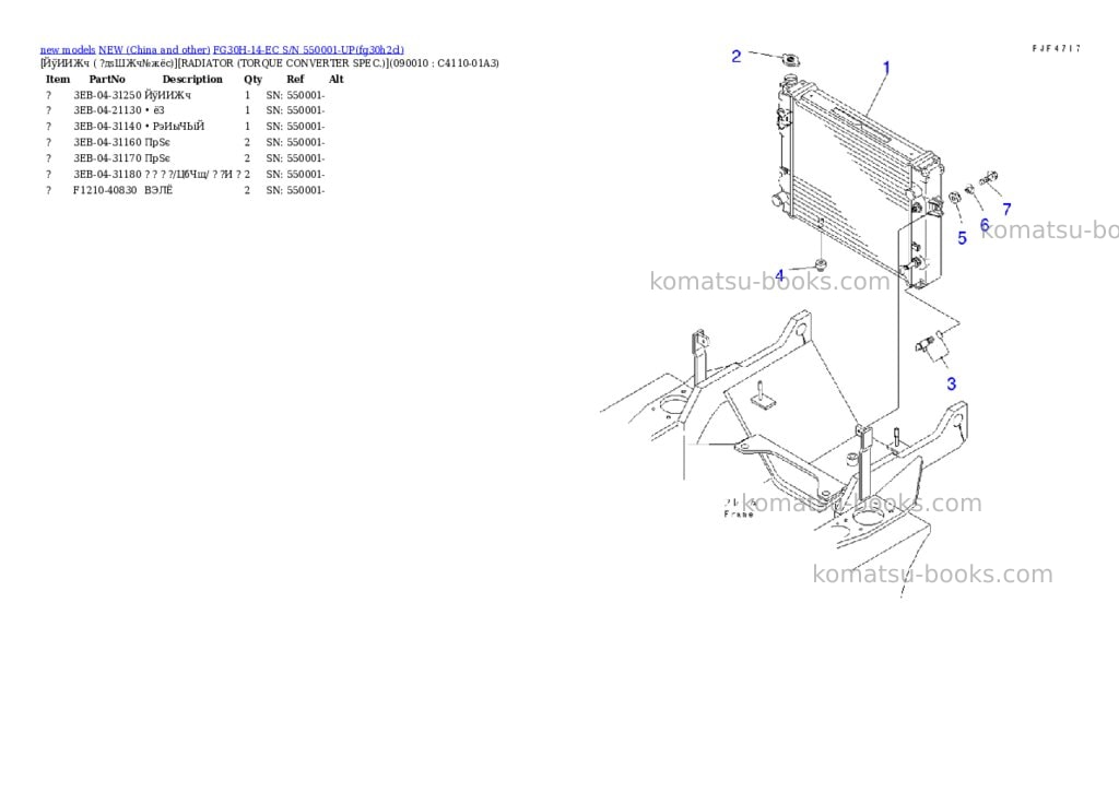 Komatsu fg30h-14-ec s/n 550001-up Parts catalog cover Page 8 Komatsu fg30h-14-ec s/n 550001-up Parts catalog cover Page 8